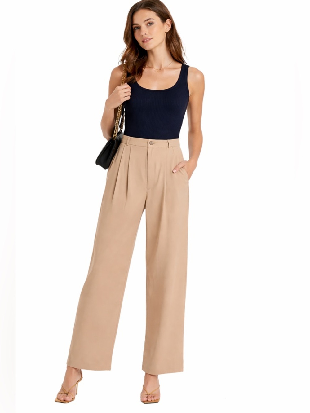 Reformation Mason Cropped Wide Leg Pants Tan Size 12 NWT